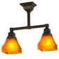 Meyda Lighting Bungalow 17" 2-Light Timeless Bronze Semi-flush Mount Light With Frosted Amber Shade Glass