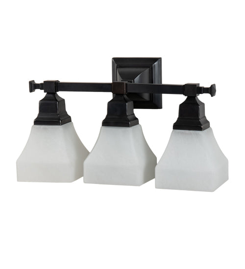 Meyda Lighting Bungalow 19" 3-Light Craftsman Brown Wall Sconce With White Shade Glass