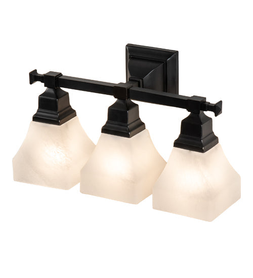 Meyda Lighting Bungalow 19" 3-Light Craftsman Brown Wall Sconce With White Shade Glass