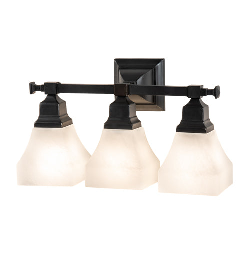 Meyda Lighting Bungalow 19" 3-Light Craftsman Brown Wall Sconce With White Shade Glass