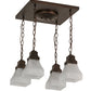 Meyda Lighting Bungalow 23" 4-Light Mahogany Bronze Flush Mount Light With White Alabaster Art Shade Glass