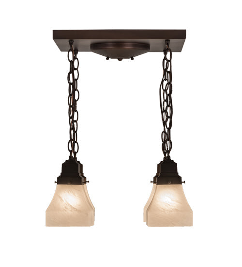 Meyda Lighting Bungalow 23" 4-Light Mahogany Bronze Flush Mount Light With White Alabaster Art Shade Glass