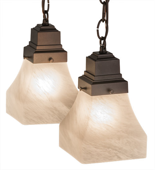 Meyda Lighting Bungalow 23" 4-Light Mahogany Bronze Flush Mount Light With White Alabaster Art Shade Glass