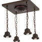 Meyda Lighting Bungalow 23" 4-Light Mahogany Bronze Flush Mount Light With White Alabaster Art Shade Glass