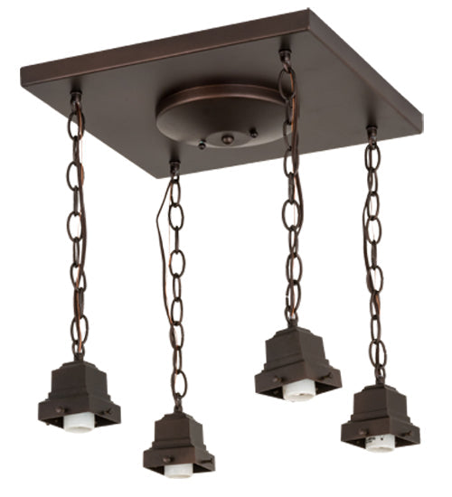 Meyda Lighting Bungalow 23" 4-Light Mahogany Bronze Flush Mount Light With White Alabaster Art Shade Glass