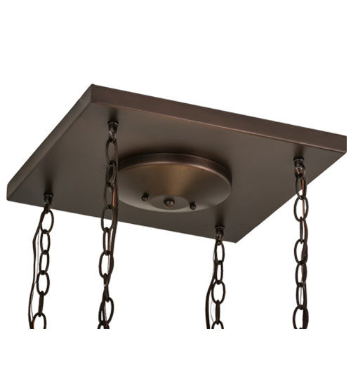 Meyda Lighting Bungalow 23" 4-Light Mahogany Bronze Flush Mount Light With White Alabaster Art Shade Glass