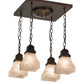 Meyda Lighting Bungalow 23" 4-Light Mahogany Bronze Flush Mount Light With White Alabaster Art Shade Glass