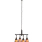 Meyda Lighting Bungalow 24" 4-Light Mahogany Bronze Chandelier With Amber Mica Shade Glass