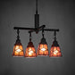 Meyda Lighting Bungalow 24" 4-Light Mahogany Bronze Chandelier With Amber Mica Shade Glass