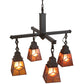 Meyda Lighting Bungalow 24" 4-Light Mahogany Bronze Chandelier With Amber Mica Shade Glass