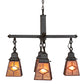 Meyda Lighting Bungalow 24" 4-Light Mahogany Bronze Chandelier With Amber Mica Shade Glass