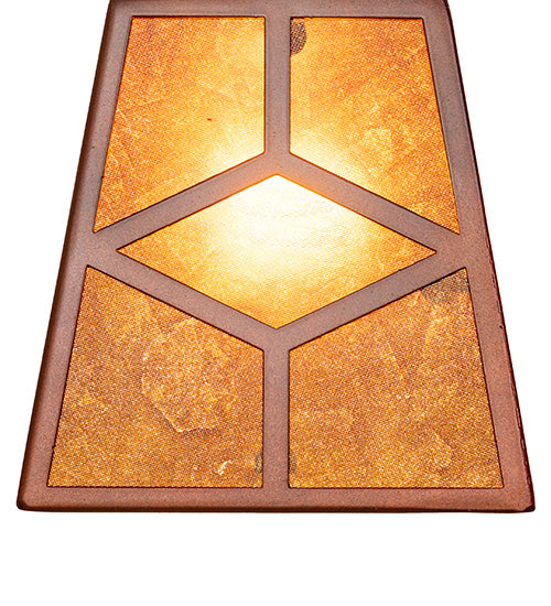 Meyda Lighting Bungalow 24" 4-Light Mahogany Bronze Chandelier With Amber Mica Shade Glass