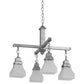 Meyda Lighting Bungalow 24" 4-Light Nickel Chandelier With White Alabaster Shade Glass