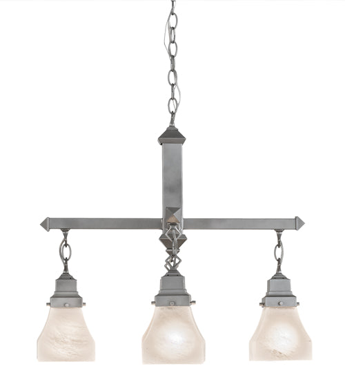 Meyda Lighting Bungalow 24" 4-Light Nickel Chandelier With White Alabaster Shade Glass