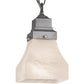 Meyda Lighting Bungalow 24" 4-Light Nickel Chandelier With White Alabaster Shade Glass