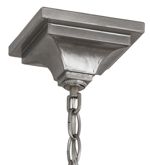 Meyda Lighting Bungalow 24" 4-Light Nickel Chandelier With White Alabaster Shade Glass