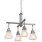 Meyda Lighting Bungalow 24" 4-Light Nickel Chandelier With White Alabaster Shade Glass