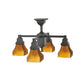 Meyda Lighting Bungalow 24" 4-Light Timeless Bronze Chandelier With Frosted Amber Shade Glass