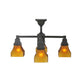 Meyda Lighting Bungalow 24" 4-Light Timeless Bronze Chandelier With Frosted Amber Shade Glass
