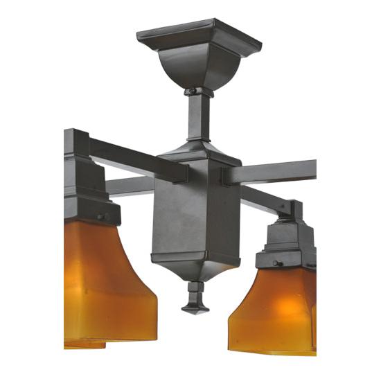 Meyda Lighting Bungalow 24" 4-Light Timeless Bronze Chandelier With Frosted Amber Shade Glass