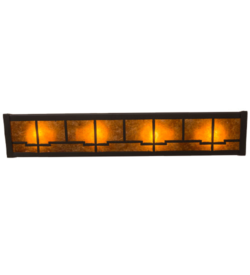 Meyda Lighting Bungalow 24" 4-Light Timeless Bronze Vanity Light With Amber Mica Shade Glass