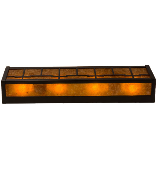 Meyda Lighting Bungalow 24" 4-Light Timeless Bronze Vanity Light With Amber Mica Shade Glass