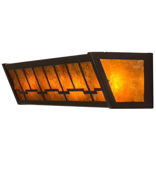 Meyda Lighting Bungalow 24" 4-Light Timeless Bronze Vanity Light With Amber Mica Shade Glass