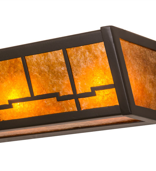 Meyda Lighting Bungalow 24" 4-Light Timeless Bronze Vanity Light With Amber Mica Shade Glass