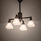 Meyda Lighting Bungalow 25" 4-Light Mahogany Bronze White Alabaster Swirl Chandelier With White Shade Glass