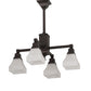 Meyda Lighting Bungalow 25" 4-Light Mahogany Bronze White Alabaster Swirl Chandelier With White Shade Glass