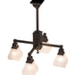 Meyda Lighting Bungalow 25" 4-Light Mahogany Bronze White Alabaster Swirl Chandelier With White Shade Glass