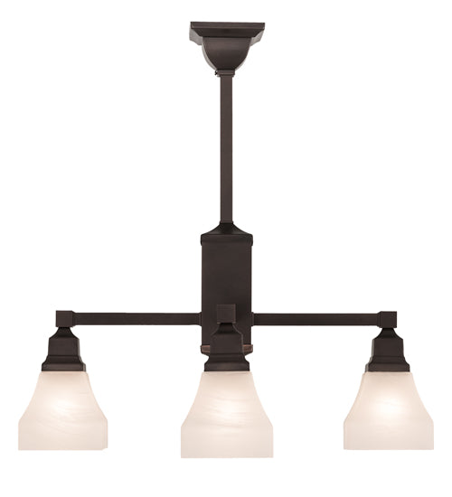 Meyda Lighting Bungalow 25" 4-Light Mahogany Bronze White Alabaster Swirl Chandelier With White Shade Glass