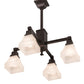 Meyda Lighting Bungalow 25" 4-Light Mahogany Bronze White Alabaster Swirl Chandelier With White Shade Glass