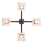 Meyda Lighting Bungalow 25" 4-Light Mahogany Bronze White Alabaster Swirl Chandelier With White Shade Glass
