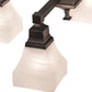 Meyda Lighting Bungalow 25" 4-Light Mahogany Bronze White Alabaster Swirl Chandelier With White Shade Glass