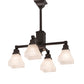 Meyda Lighting Bungalow 25" 4-Light Mahogany Bronze White Alabaster Swirl Chandelier With White Shade Glass