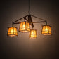 Meyda Lighting Bungalow 38" 4-Light Rust Valley View Chandelier With Amber Mica Shade Glass