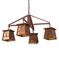 Meyda Lighting Bungalow 38" 4-Light Rust Valley View Chandelier With Amber Mica Shade Glass