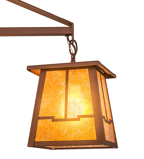 Meyda Lighting Bungalow 38" 4-Light Rust Valley View Chandelier With Amber Mica Shade Glass