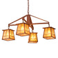 Meyda Lighting Bungalow 38" 4-Light Rust Valley View Chandelier With Amber Mica Shade Glass