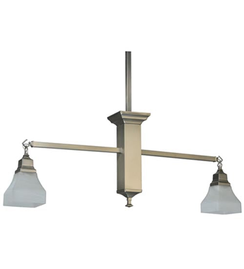 Meyda Lighting Bungalow 40" 2-Light Brushed Nickel Island Pendant Light With White Alabaster Shade Glass