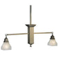 Meyda Lighting Bungalow 40" 2-Light Brushed Nickel Island Pendant Light With White Alabaster Shade Glass