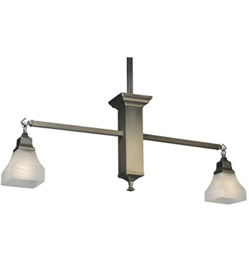 Meyda Lighting Bungalow 40" 2-Light Brushed Nickel Island Pendant Light With White Alabaster Shade Glass