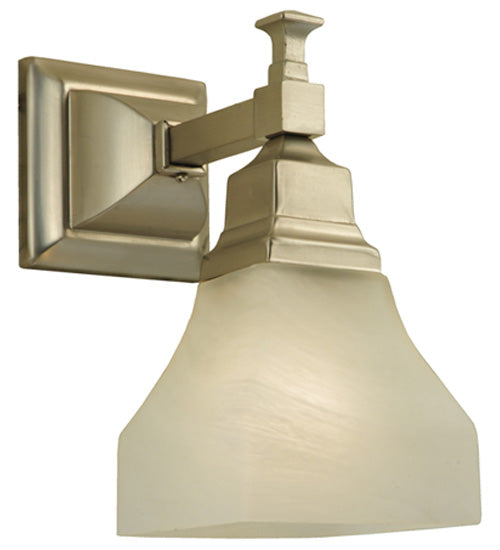 Meyda Lighting Bungalow 5" Brushed Nickel Wall Sconce With White Alabaster Swirl Shade Glass