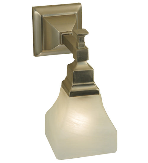 Meyda Lighting Bungalow 5" Brushed Nickel Wall Sconce With White Alabaster Swirl Shade Glass