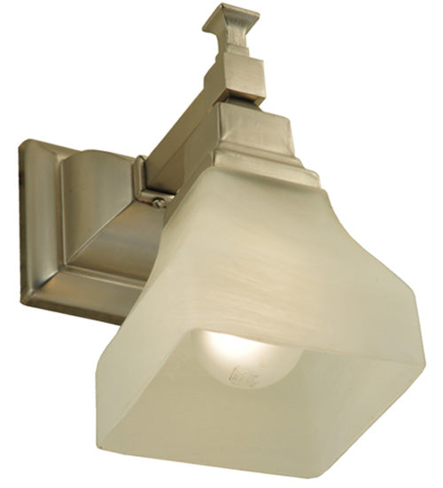 Meyda Lighting Bungalow 5" Brushed Nickel Wall Sconce With White Alabaster Swirl Shade Glass