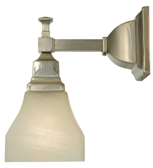 Meyda Lighting Bungalow 5" Brushed Nickel Wall Sconce With White Alabaster Swirl Shade Glass