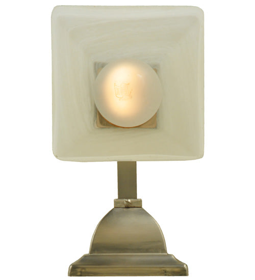 Meyda Lighting Bungalow 5" Brushed Nickel Wall Sconce With White Alabaster Swirl Shade Glass