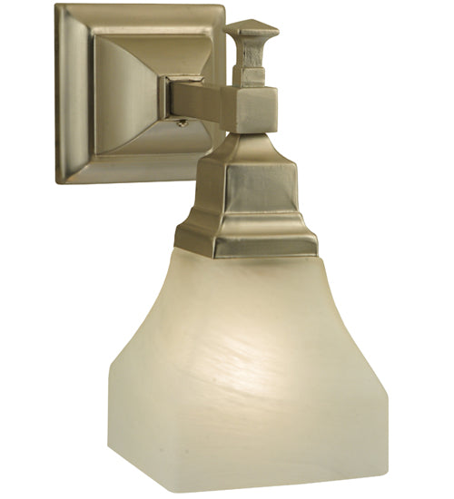 Meyda Lighting Bungalow 5" Brushed Nickel Wall Sconce With White Alabaster Swirl Shade Glass