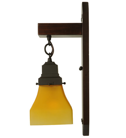 Meyda Lighting Bungalow 5" Chestnut Wall Sconce With Frosted Amber Shade Glass